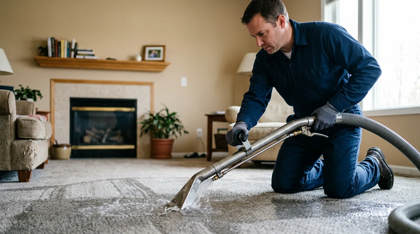 Water damage restoration technician working near Rowe, MA